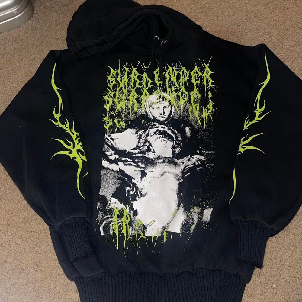 Widow Women's Hoodie Black & Green Size XS Oversized